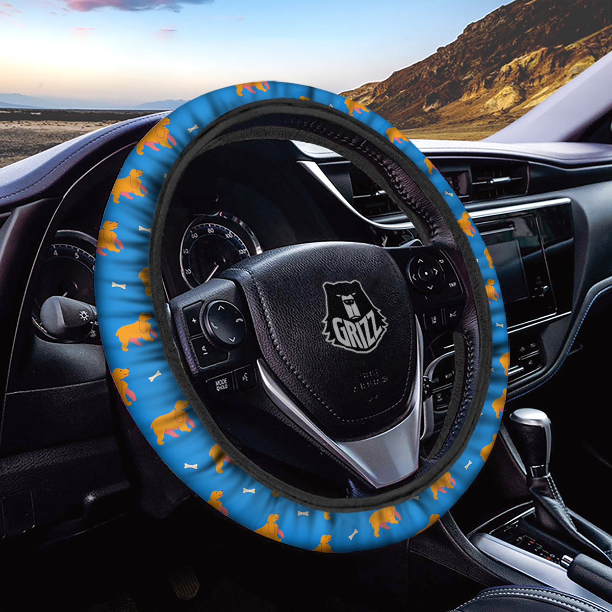 Blue Cocker spaniel Print Pattern Car Steering Wheel Cover-grizzshop