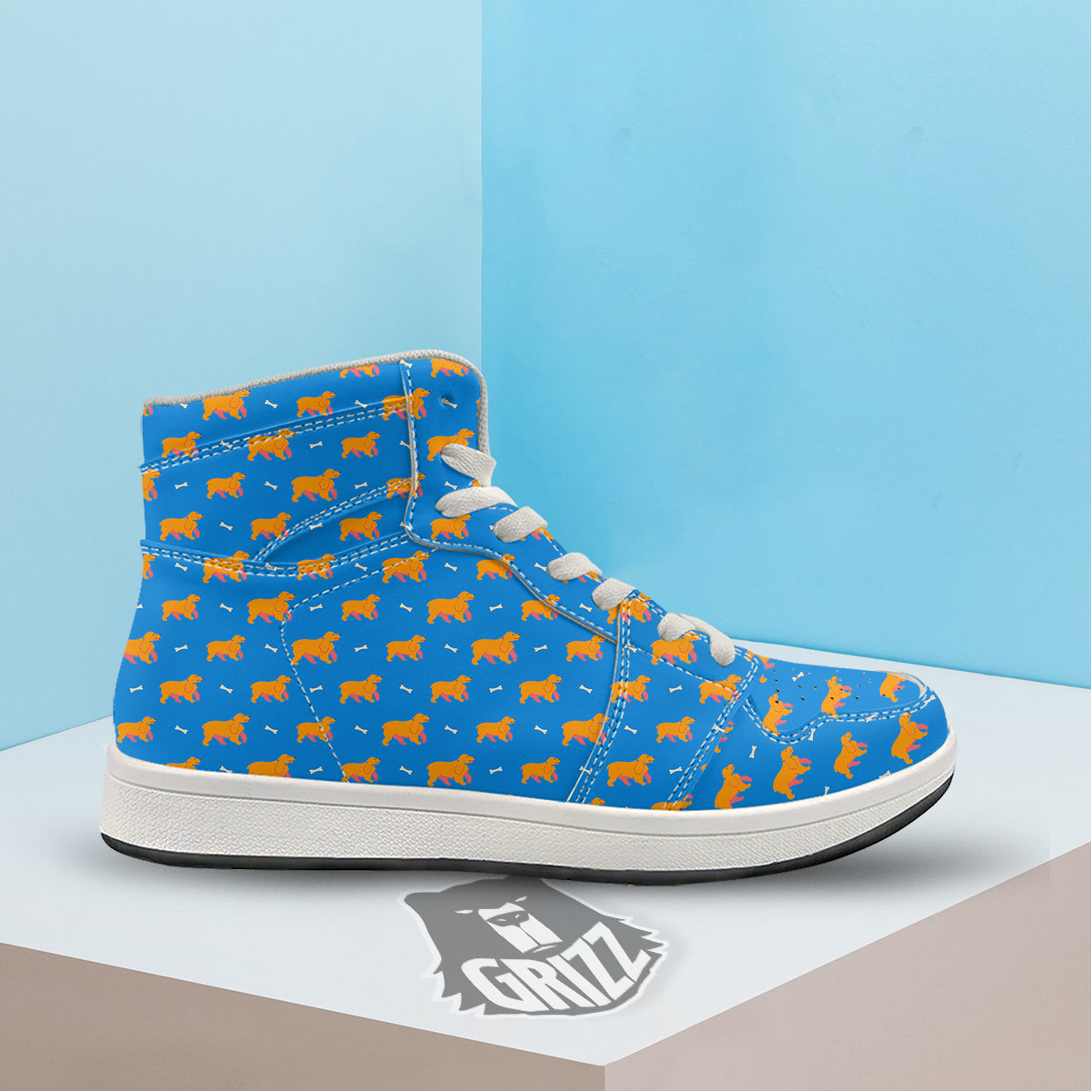Blue Cocker spaniel Print Pattern High Top Sneakers-grizzshop