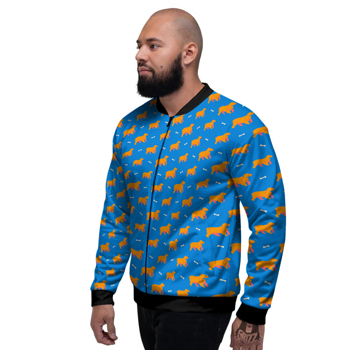 Blue Cocker spaniel Print Pattern Men's Bomber Jacket-grizzshop