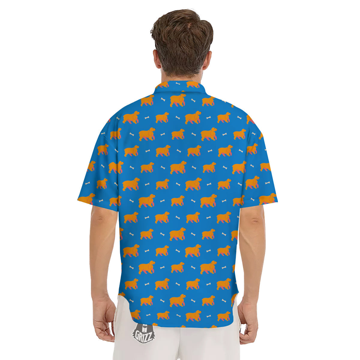 Blue Cocker spaniel Print Pattern Men's Short Sleeve Shirts-grizzshop