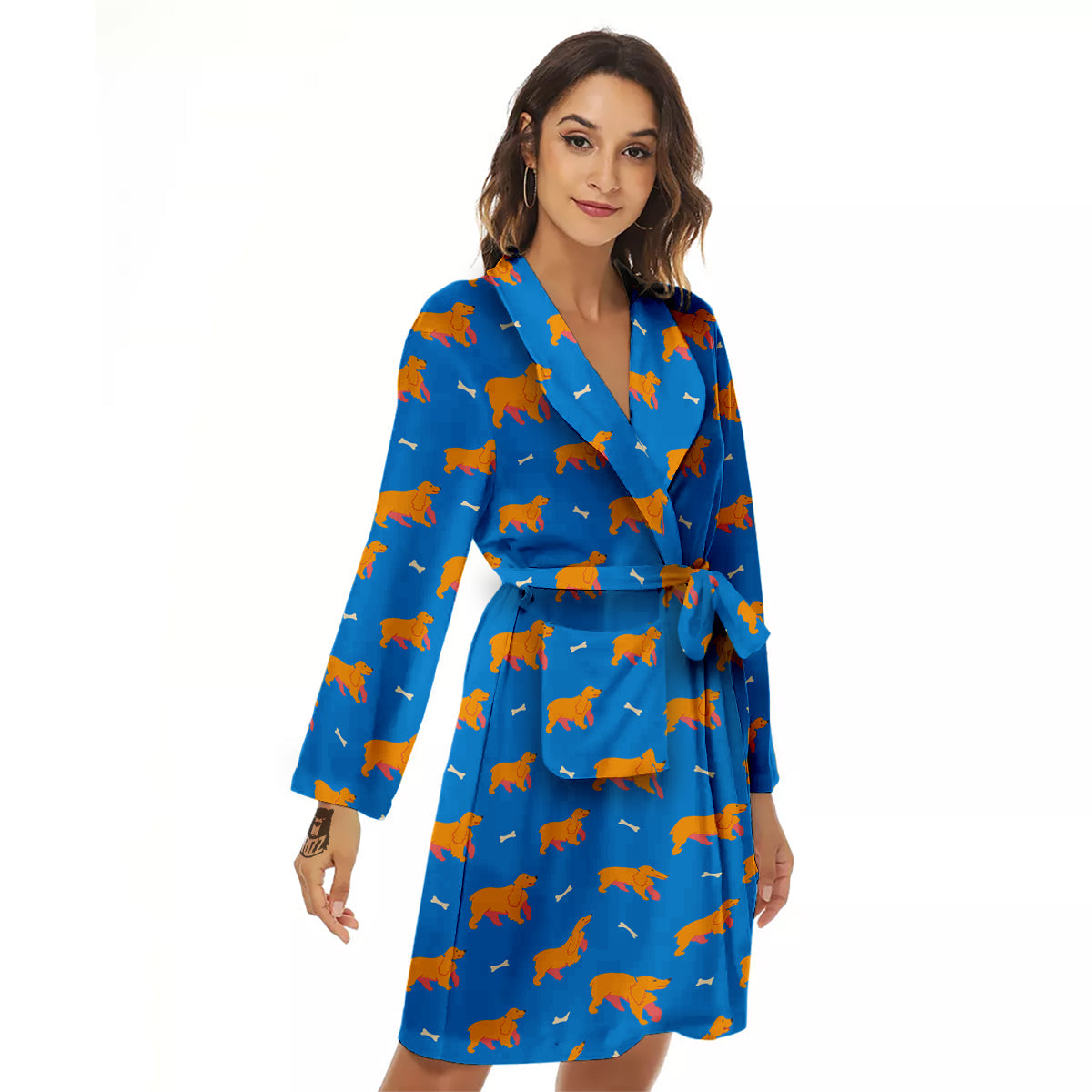 Blue Cocker spaniel Print Pattern Women's Robe-grizzshop