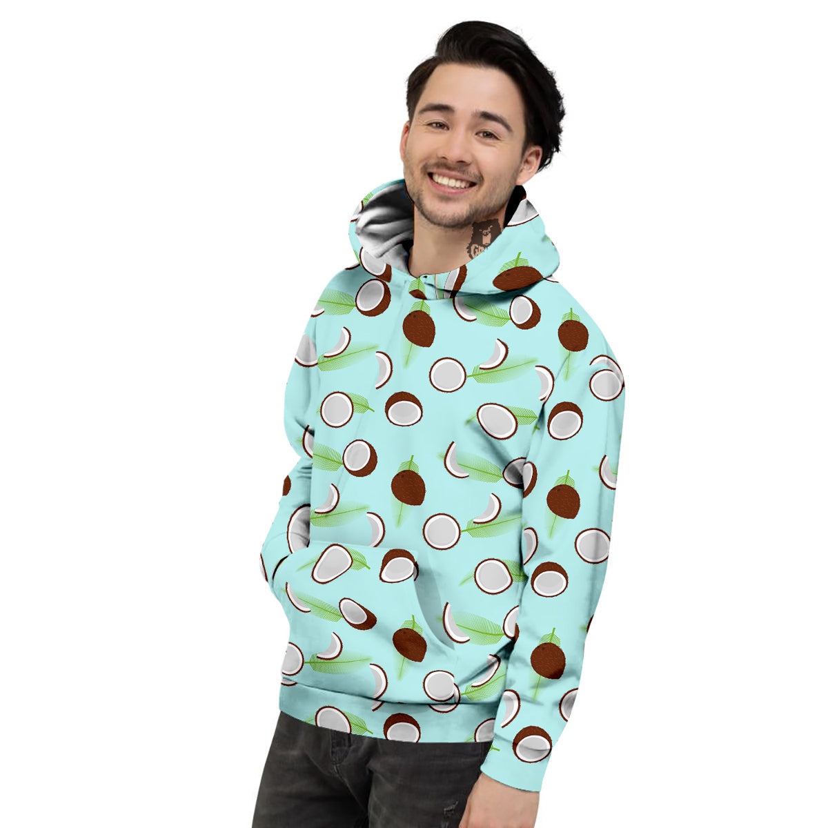 Blue Coconut Print Pattern Men's Hoodie-grizzshop
