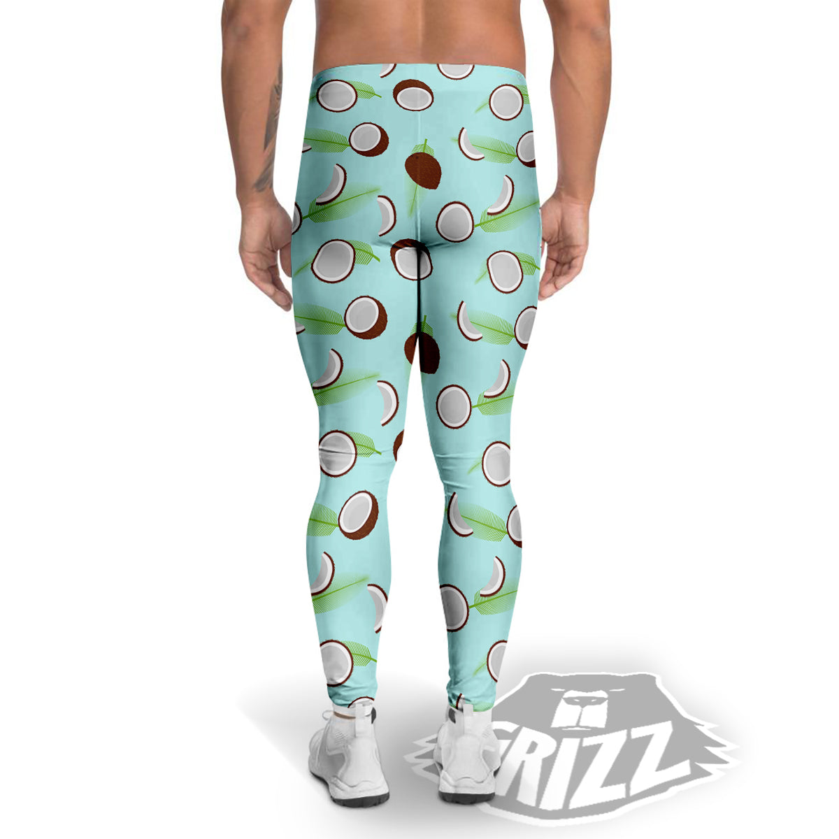 Blue Coconut Print Pattern Men's Leggings-grizzshop