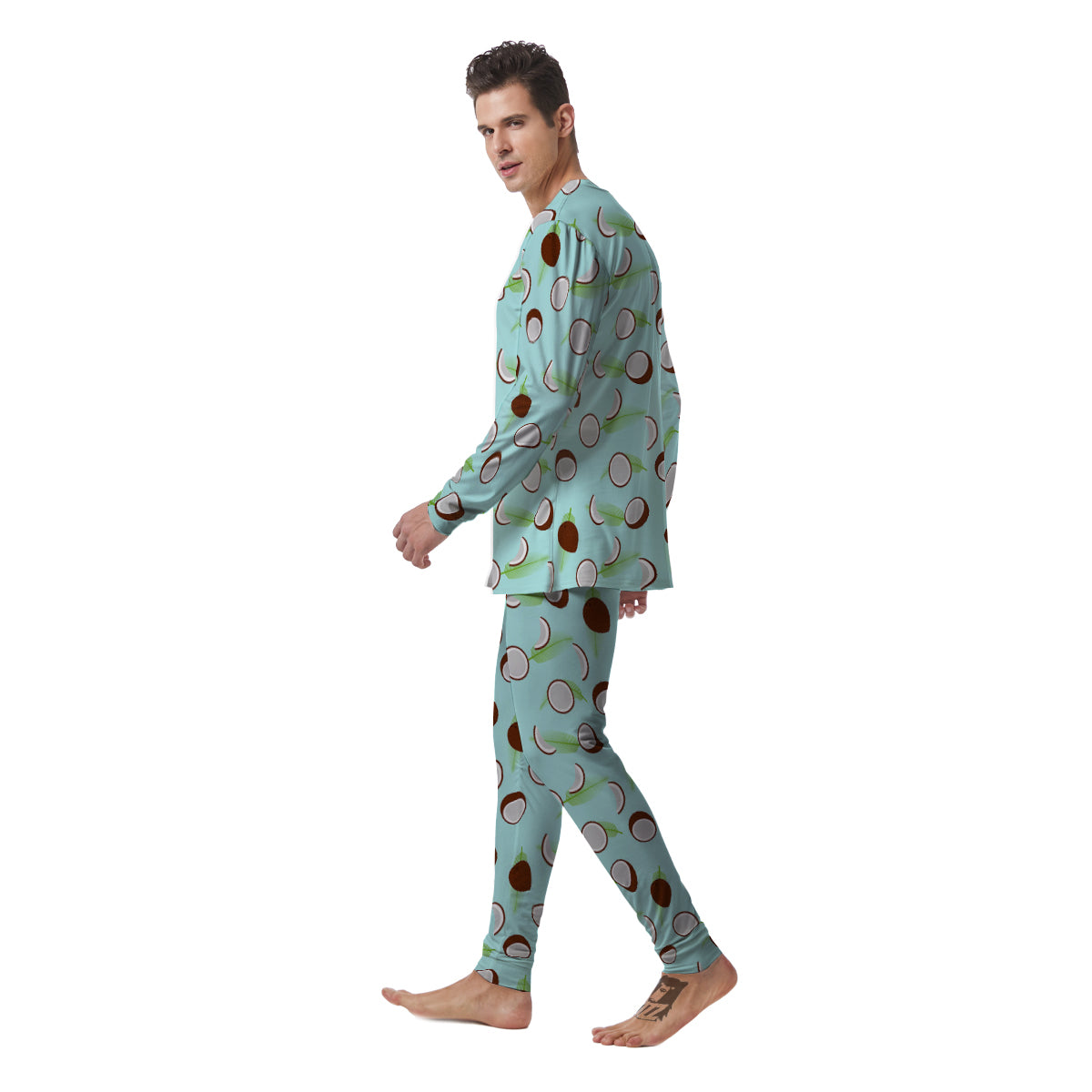 Blue Coconut Print Pattern Men's Pajamas-grizzshop