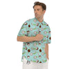 Blue Coconut Print Pattern Men's Short Sleeve Shirts-grizzshop