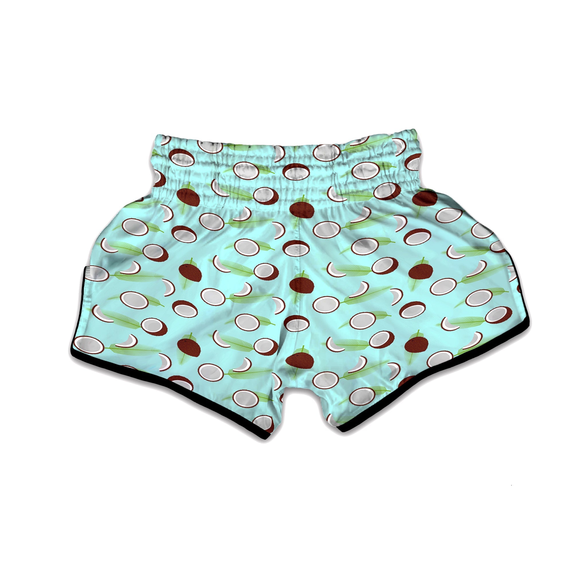 Blue Coconut Print Pattern Muay Thai Boxing Shorts-grizzshop