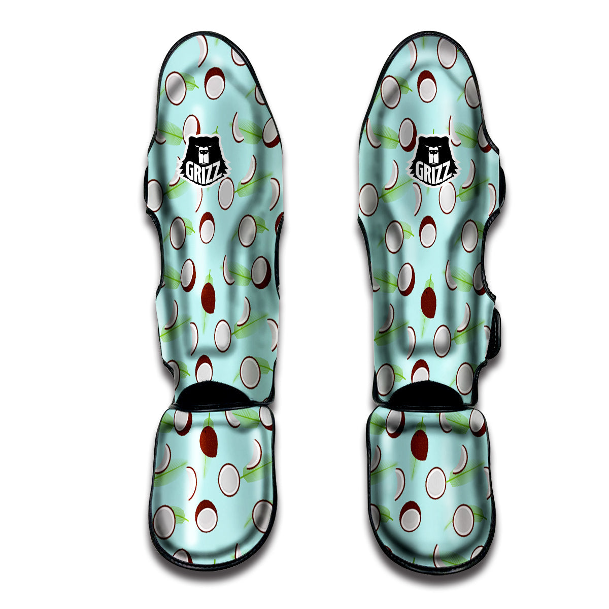 Blue Coconut Print Pattern Muay Thai Shin Guards-grizzshop