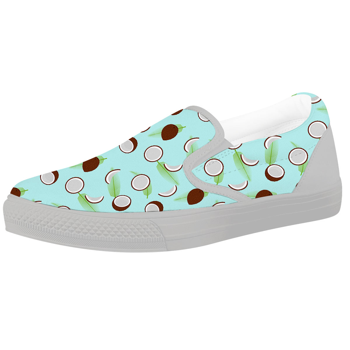 Blue Coconut Print Pattern White Slip On Shoes-grizzshop