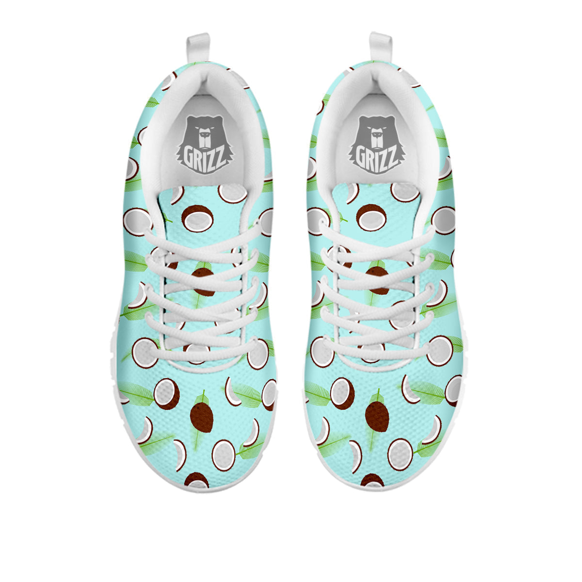 Blue Coconut Print Pattern White Sneaker-grizzshop