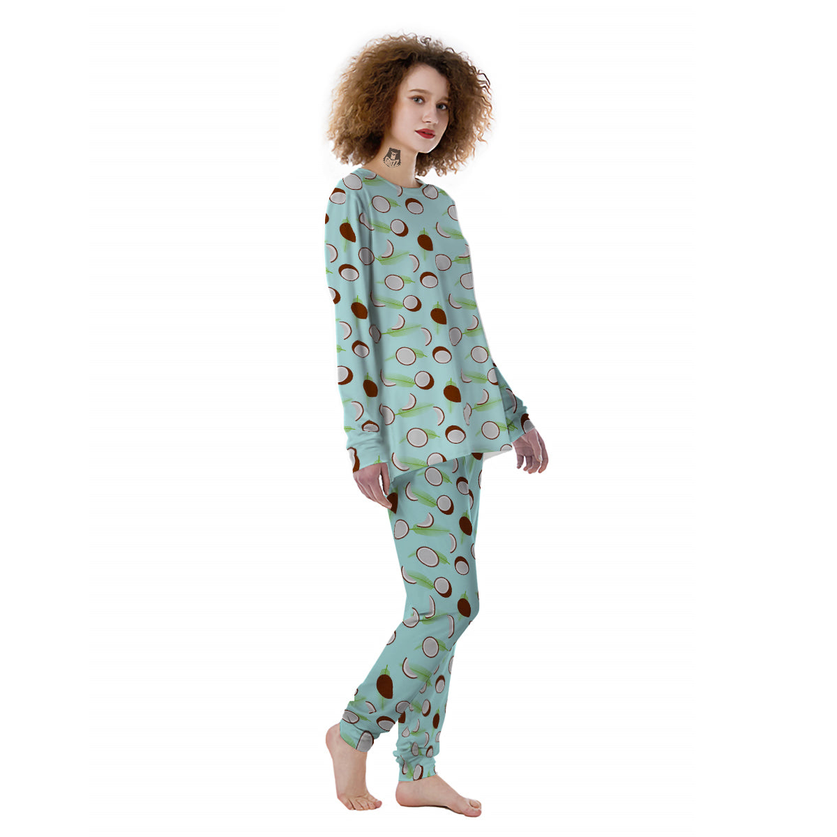 Blue Coconut Print Pattern Women's Pajamas-grizzshop