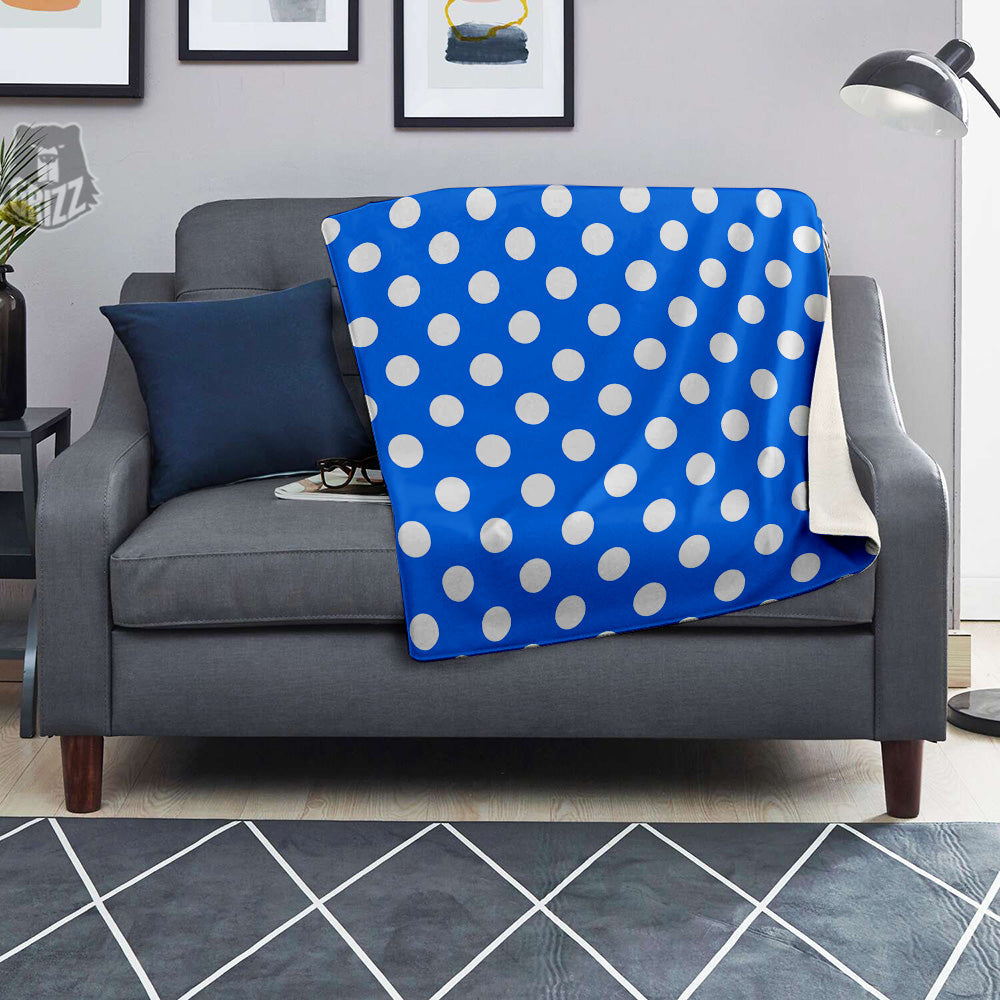 Blue Color Polka Dot Print Pattern Blanket-grizzshop
