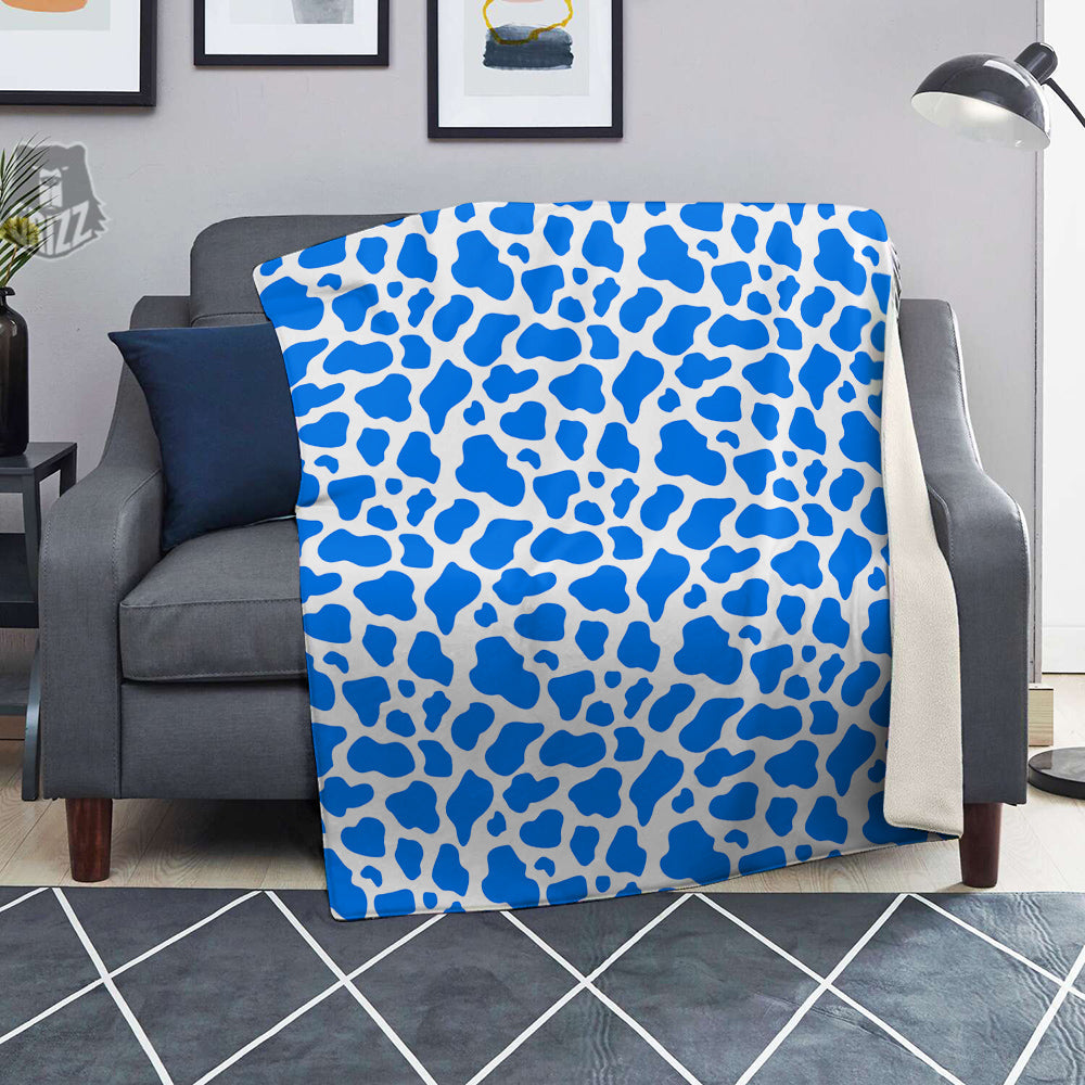 Blue Cow Print Pattern Blanket-grizzshop