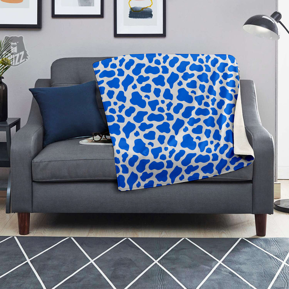 Blue Cow Print Pattern Blanket-grizzshop