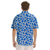 Blue Cow Print Pattern Men's Short Sleeve Shirts-grizzshop