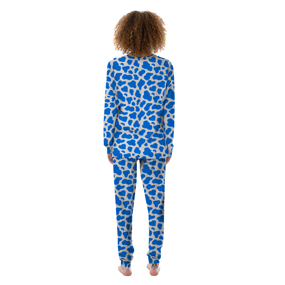 Blue Cow Print Pattern Women's Pajamas-grizzshop