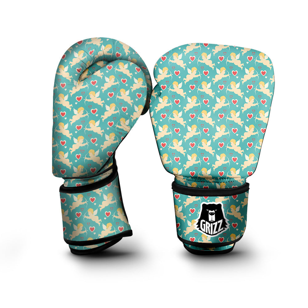 Blue Cupid And Heart Print Pattern Boxing Gloves-grizzshop
