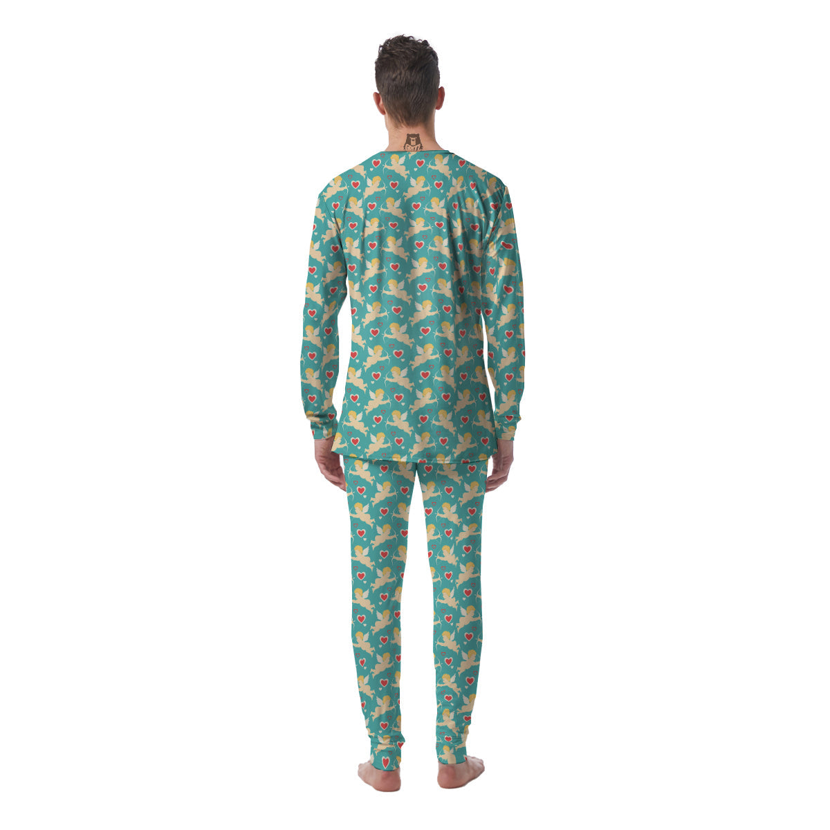 Blue Cupid And Heart Print Pattern Men's Pajamas-grizzshop