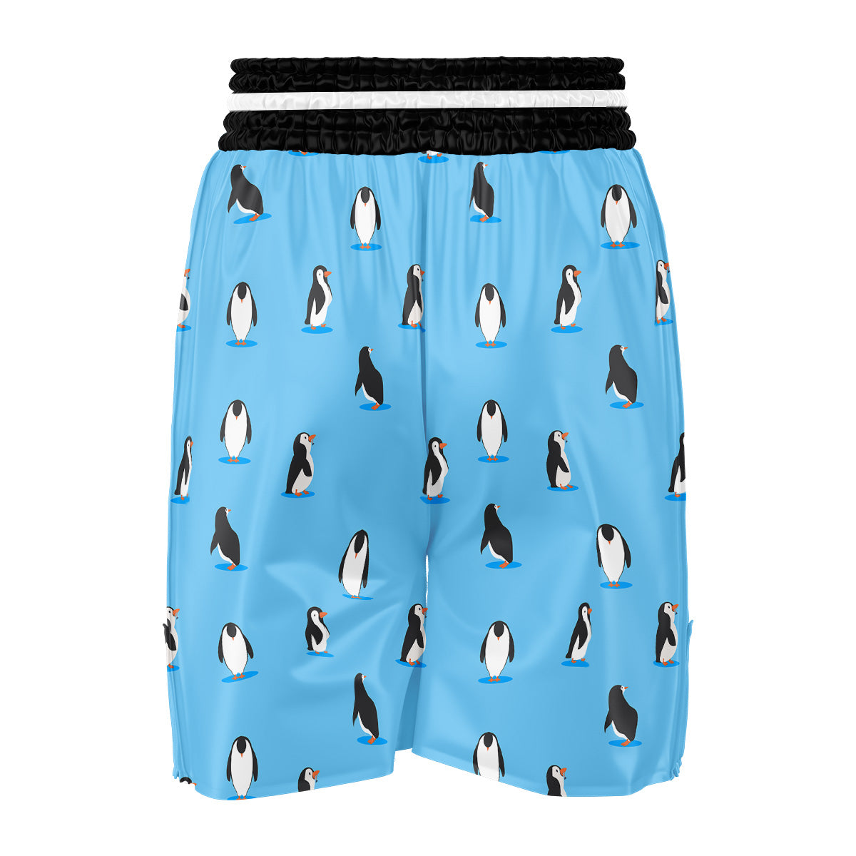 Blue Cute Penguin Print Pattern Boxing Shorts-grizzshop