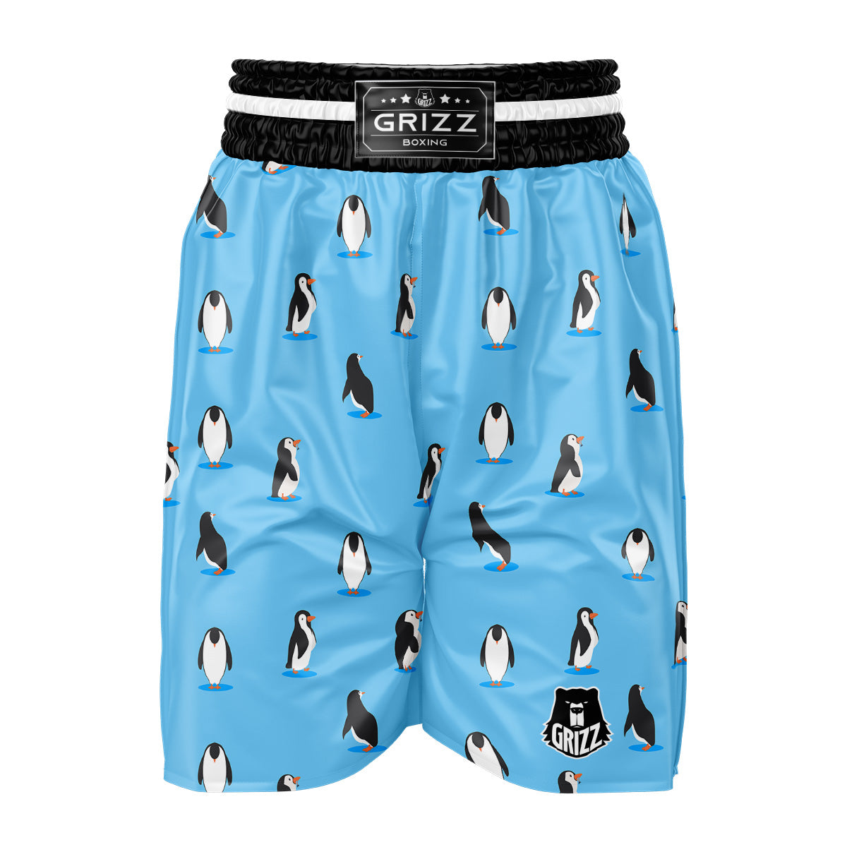 Blue Cute Penguin Print Pattern Boxing Shorts-grizzshop