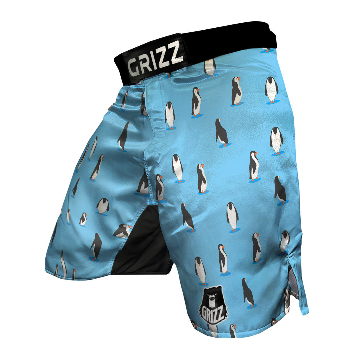 Blue Cute Penguin Print Pattern MMA Shorts-grizzshop
