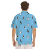 Blue Cute Penguin Print Pattern Men's Short Sleeve Shirts-grizzshop