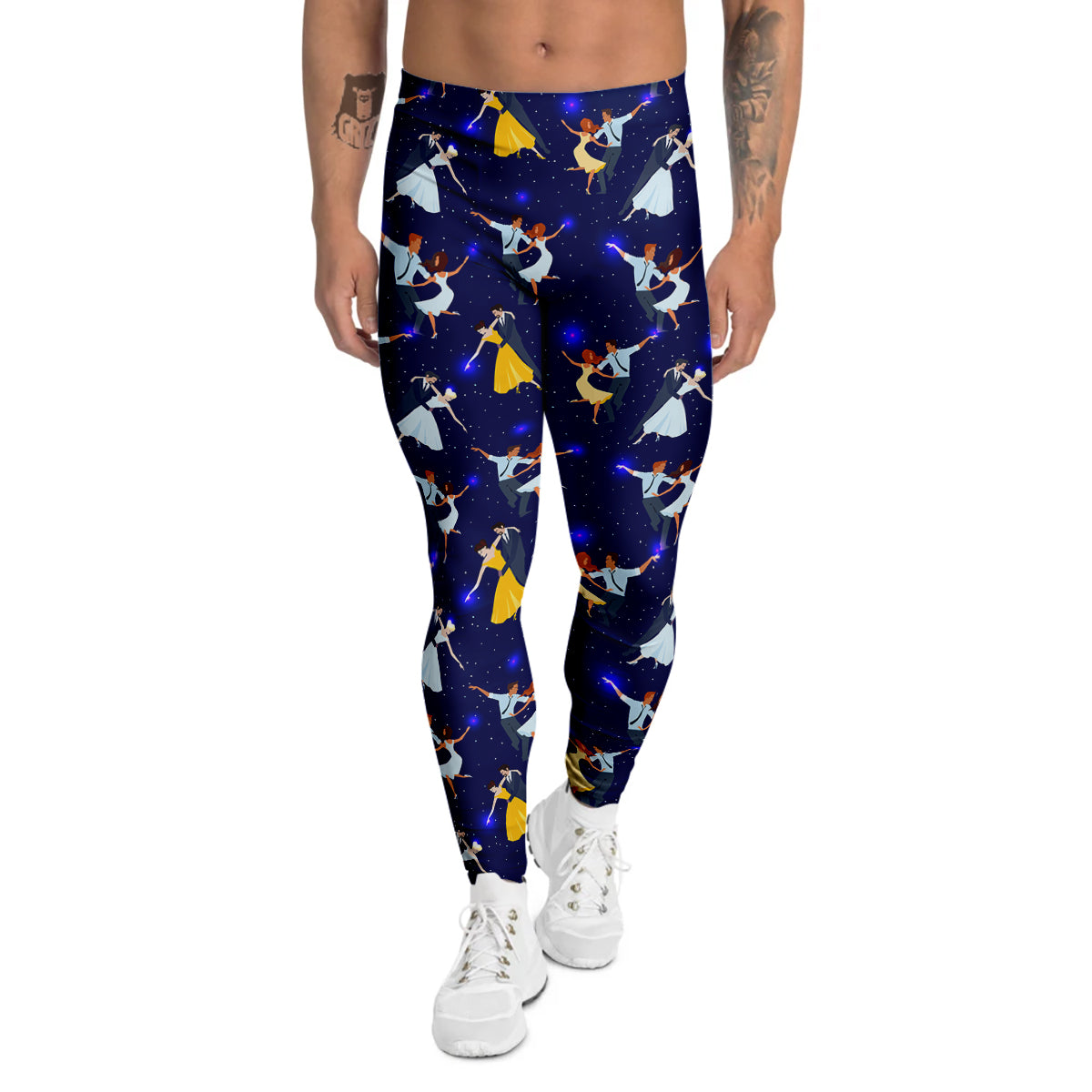 Blue Dancer Print Pattern Men's Leggings-grizzshop