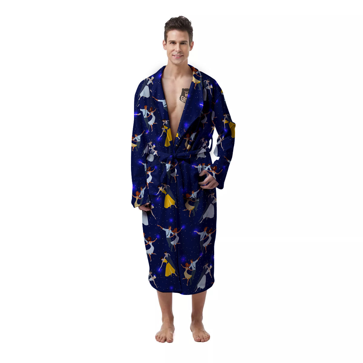 Blue Dancer Print Pattern Men's Robe-grizzshop
