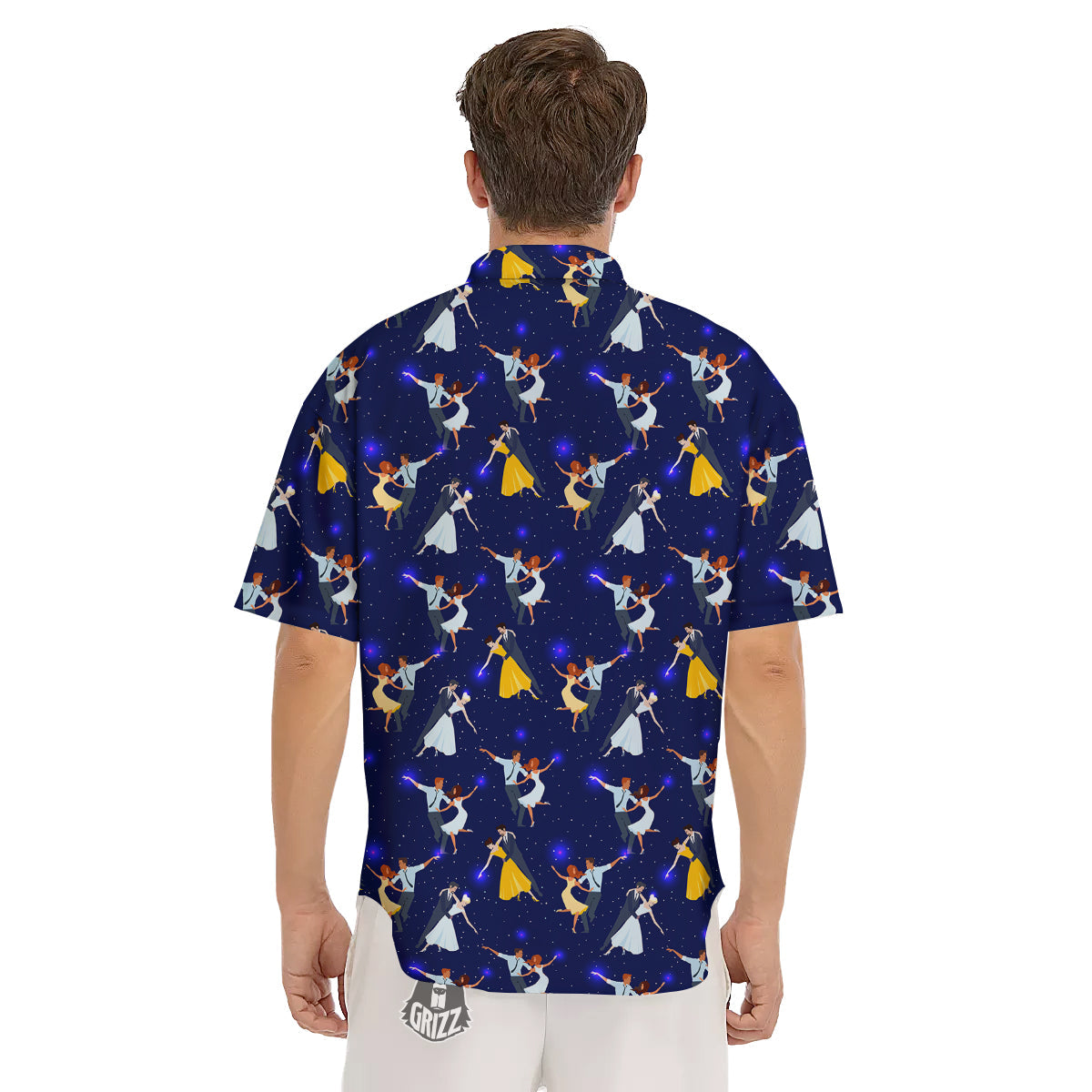 Blue Dancer Print Pattern Men's Short Sleeve Shirts-grizzshop