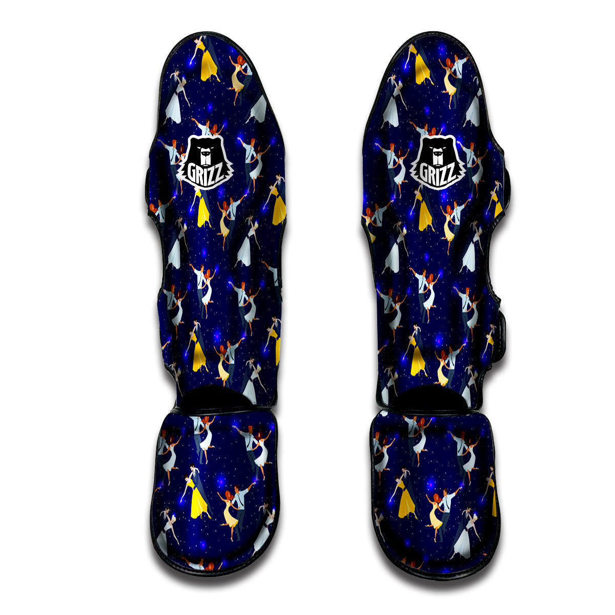 Blue Dancer Print Pattern Muay Thai Shin Guards-grizzshop