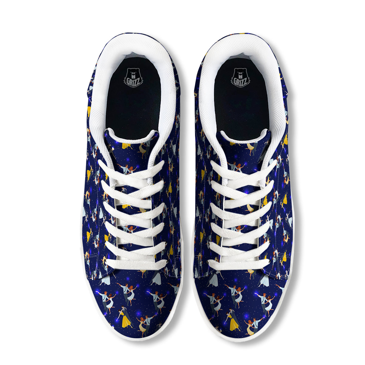 Blue Dancer Print Pattern White Low Top Sneakers-grizzshop