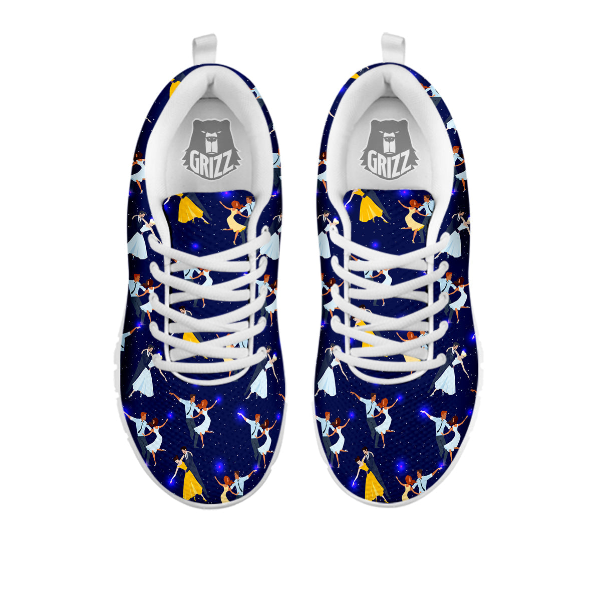 Blue Dancer Print Pattern White Sneaker-grizzshop