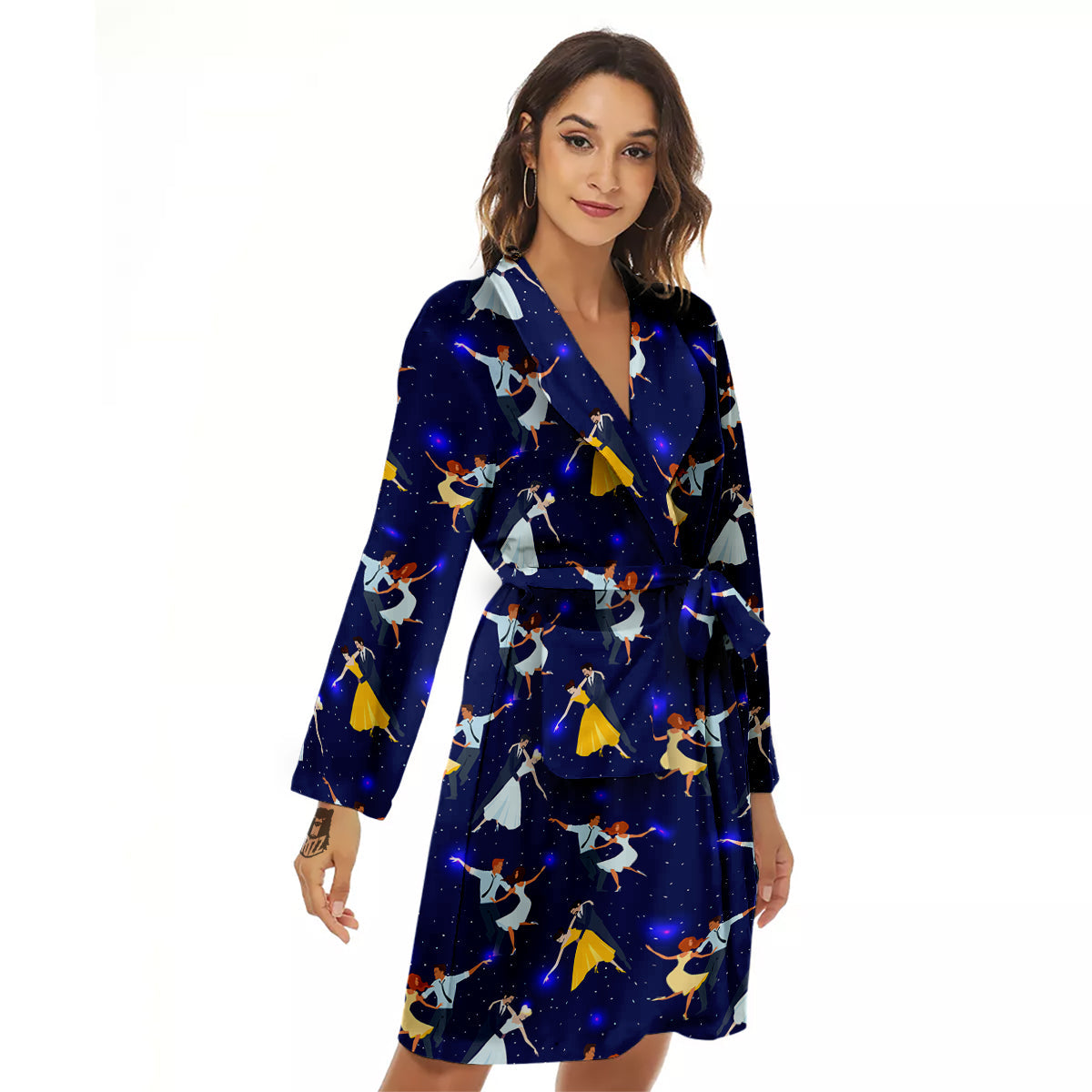 Blue Dancer Print Pattern Women's Robe-grizzshop