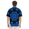 Blue Dark Kaleidoscope Print Men's Short Sleeve Shirts-grizzshop