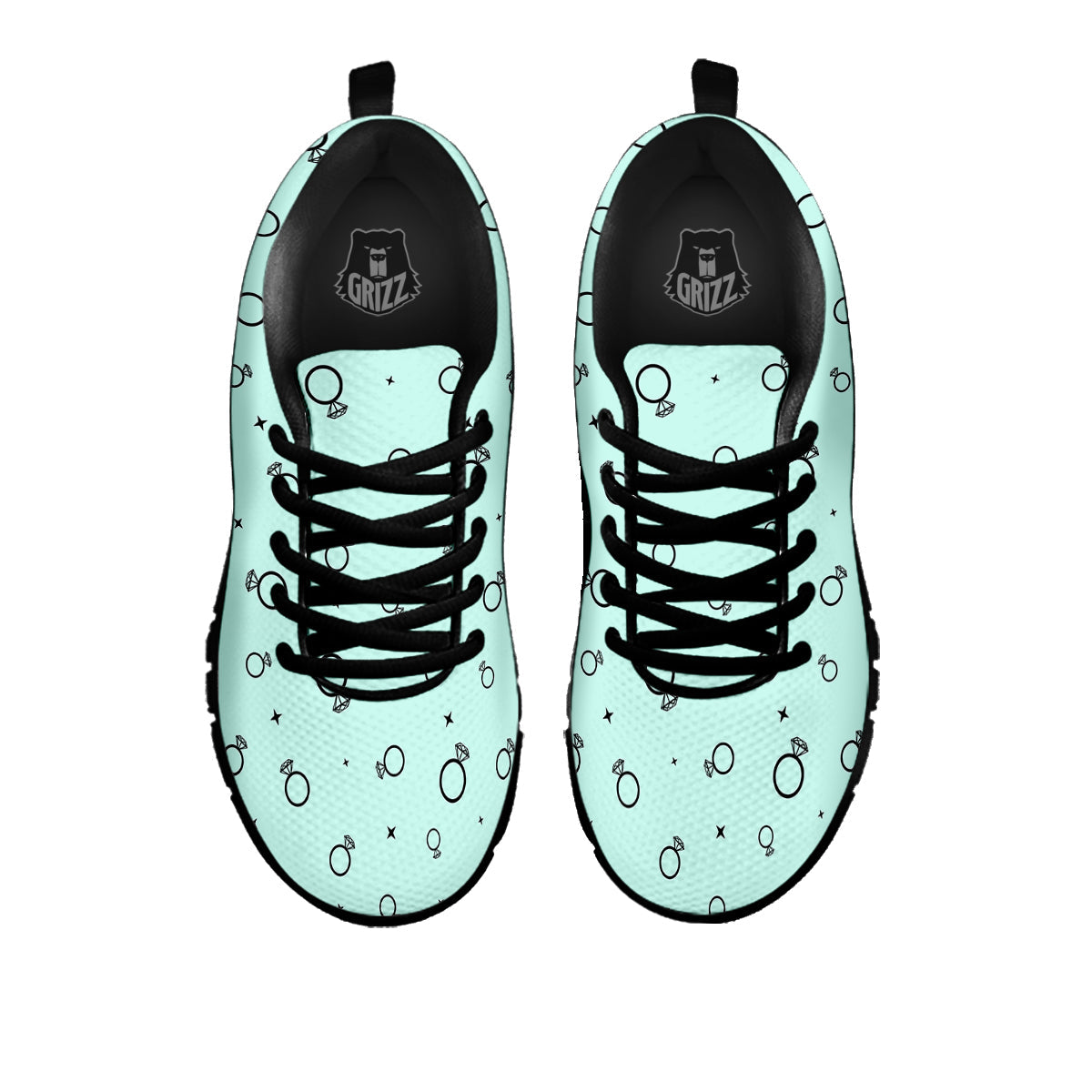 Blue Diamond Ring Print Pattern Black Sneaker-grizzshop