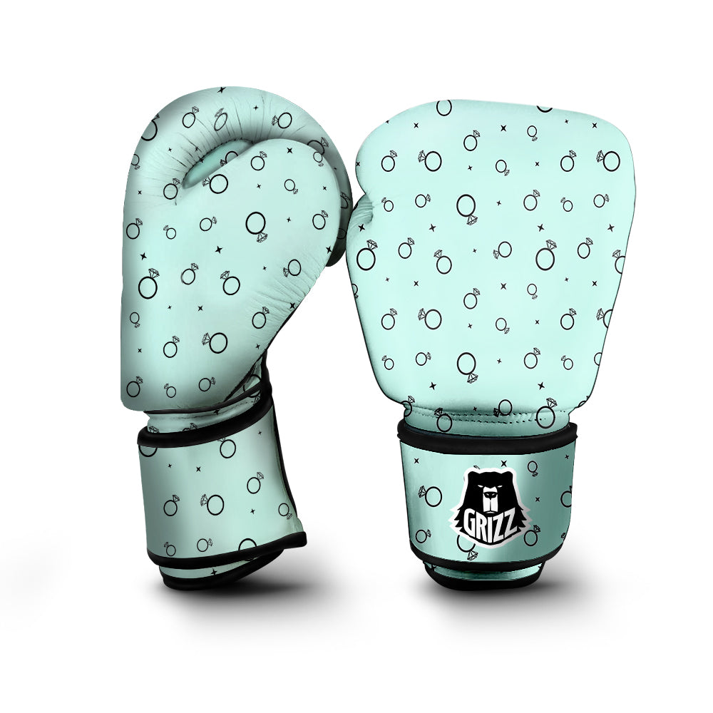 Blue Diamond Ring Print Pattern Boxing Gloves-grizzshop