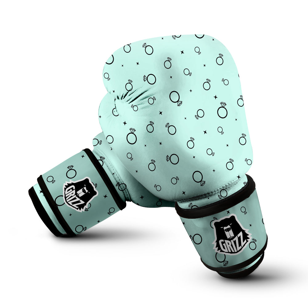 Blue Diamond Ring Print Pattern Boxing Gloves-grizzshop