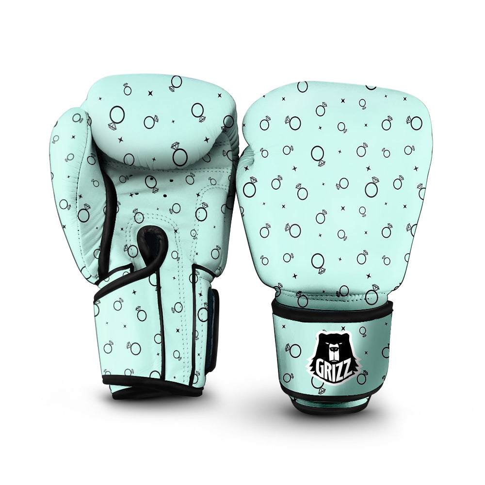 Blue Diamond Ring Print Pattern Boxing Gloves-grizzshop
