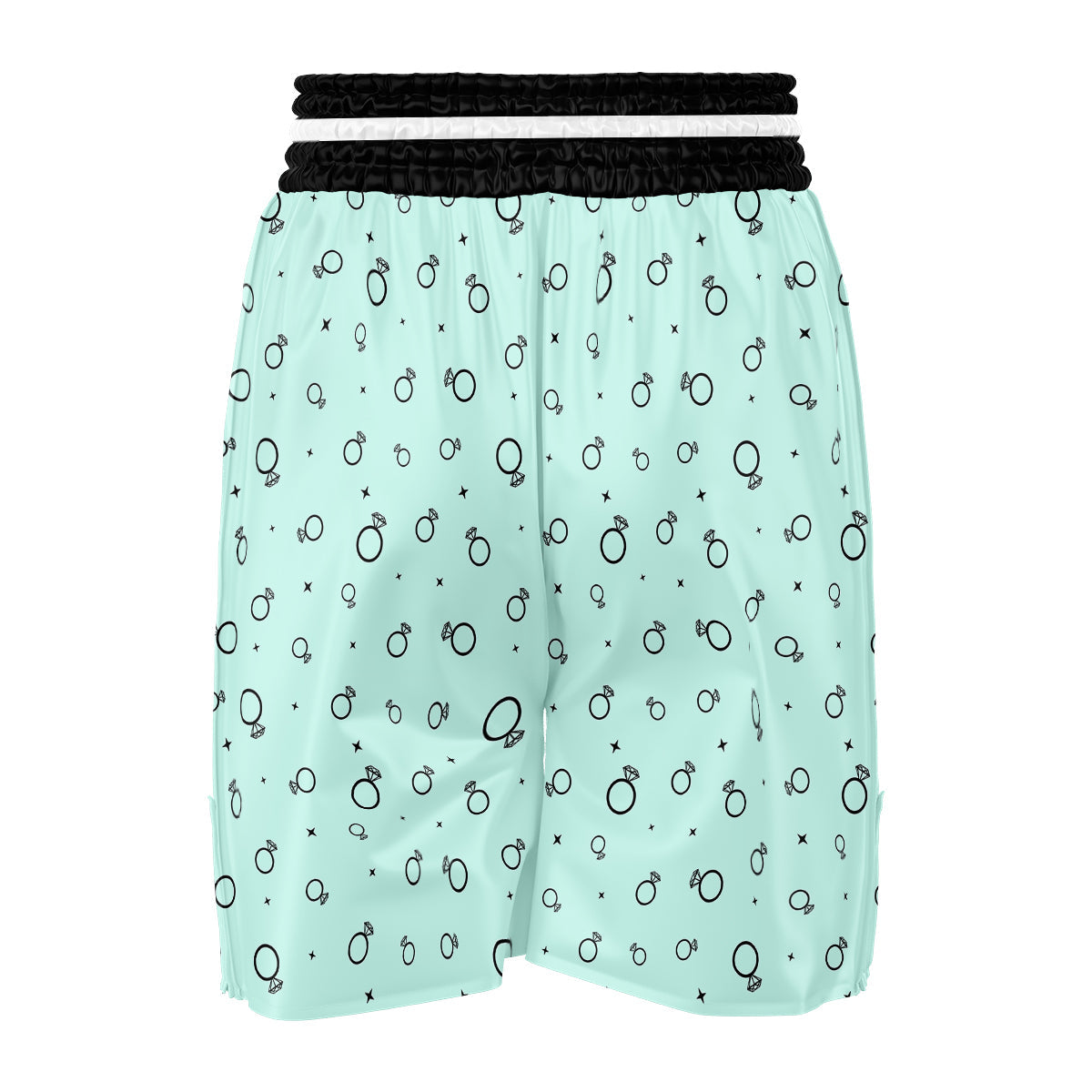 Blue Diamond Ring Print Pattern Boxing Shorts-grizzshop