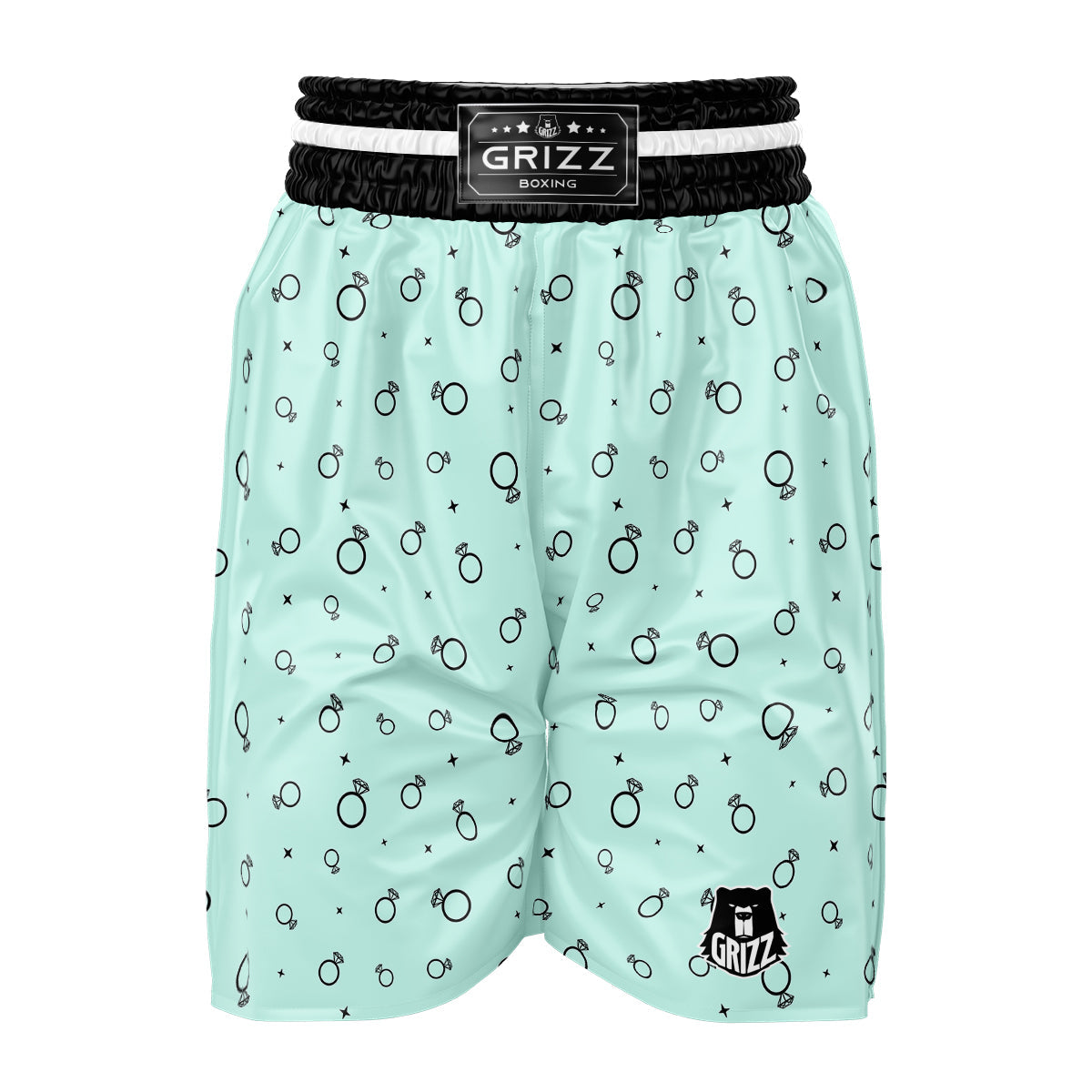 Blue Diamond Ring Print Pattern Boxing Shorts-grizzshop