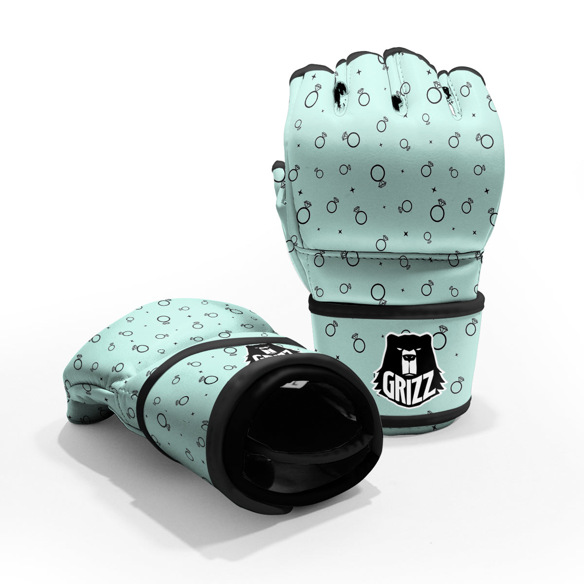 Blue Diamond Ring Print Pattern MMA Gloves-grizzshop