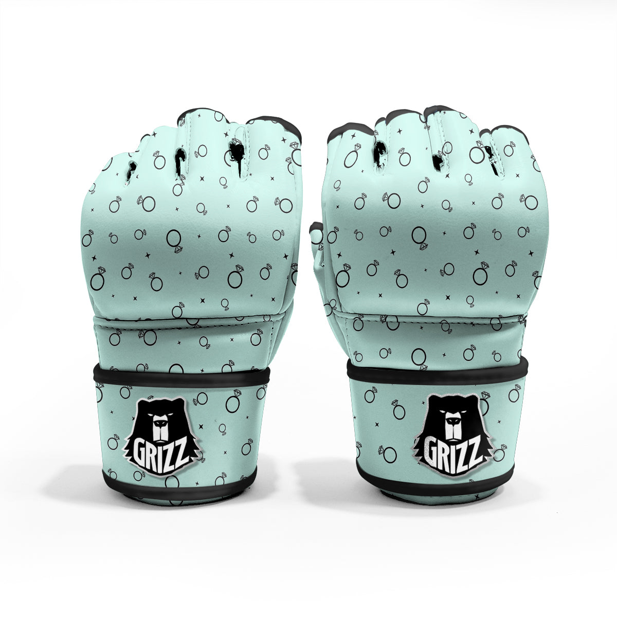 Blue Diamond Ring Print Pattern MMA Gloves-grizzshop