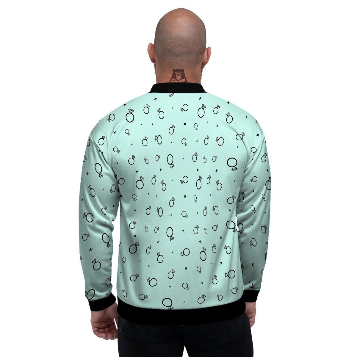 Blue Diamond Ring Print Pattern Men's Bomber Jacket-grizzshop