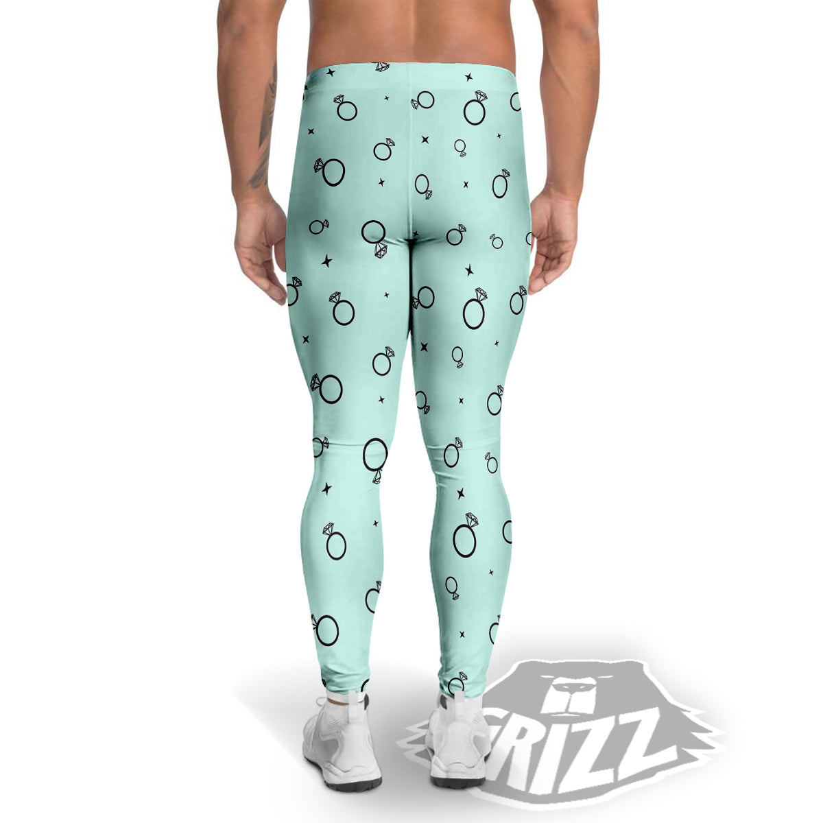 Blue Diamond Ring Print Pattern Men's Leggings-grizzshop