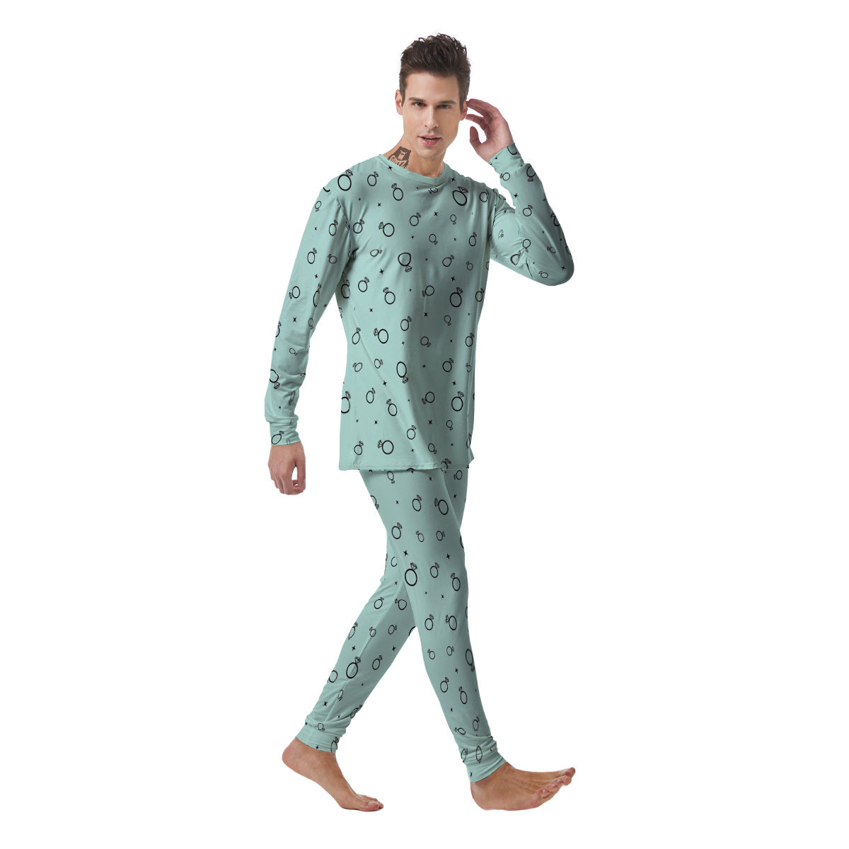 Blue Diamond Ring Print Pattern Men's Pajamas-grizzshop