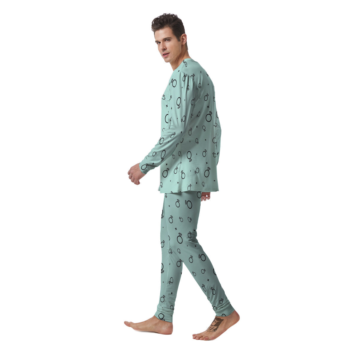 Blue Diamond Ring Print Pattern Men's Pajamas-grizzshop