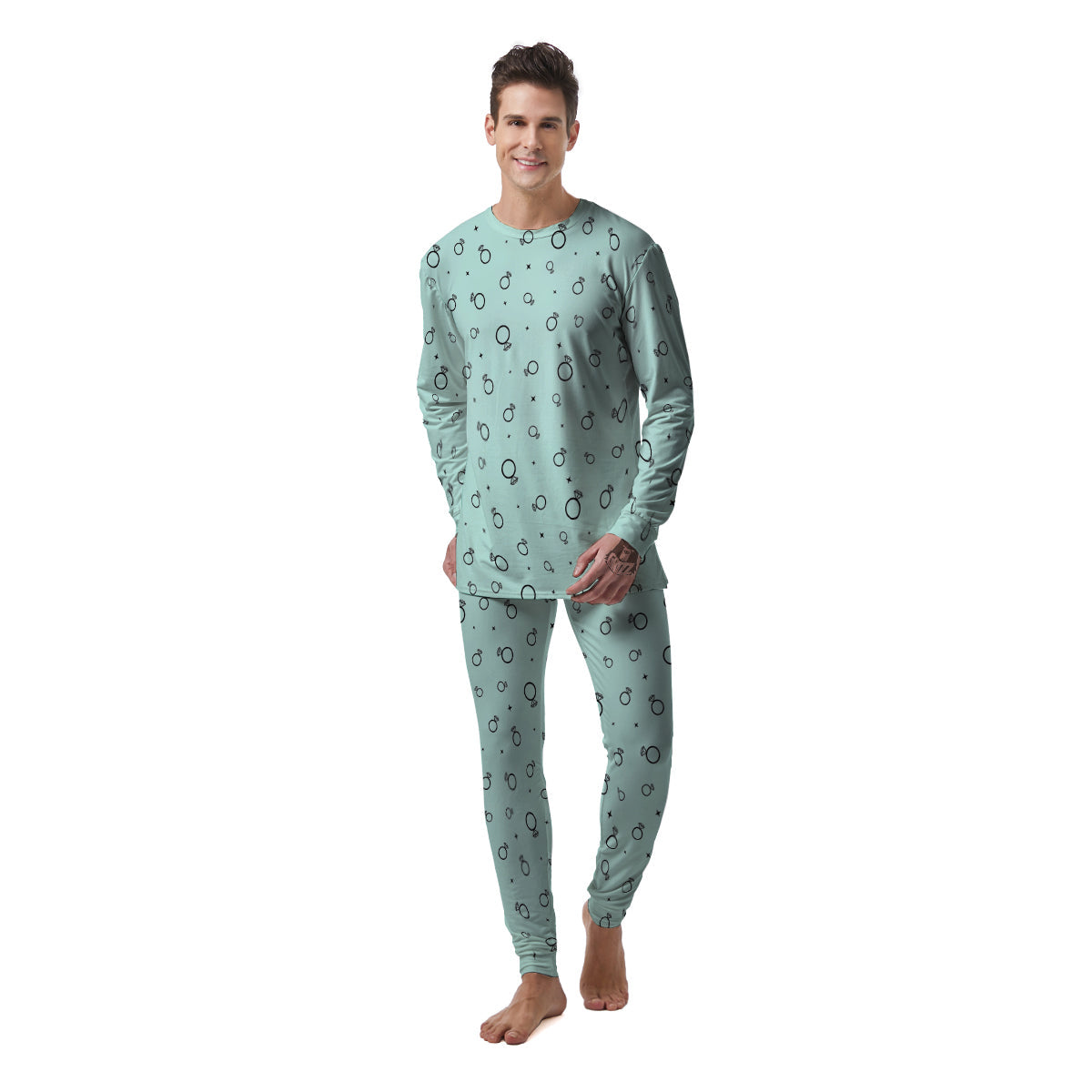 Blue Diamond Ring Print Pattern Men's Pajamas-grizzshop