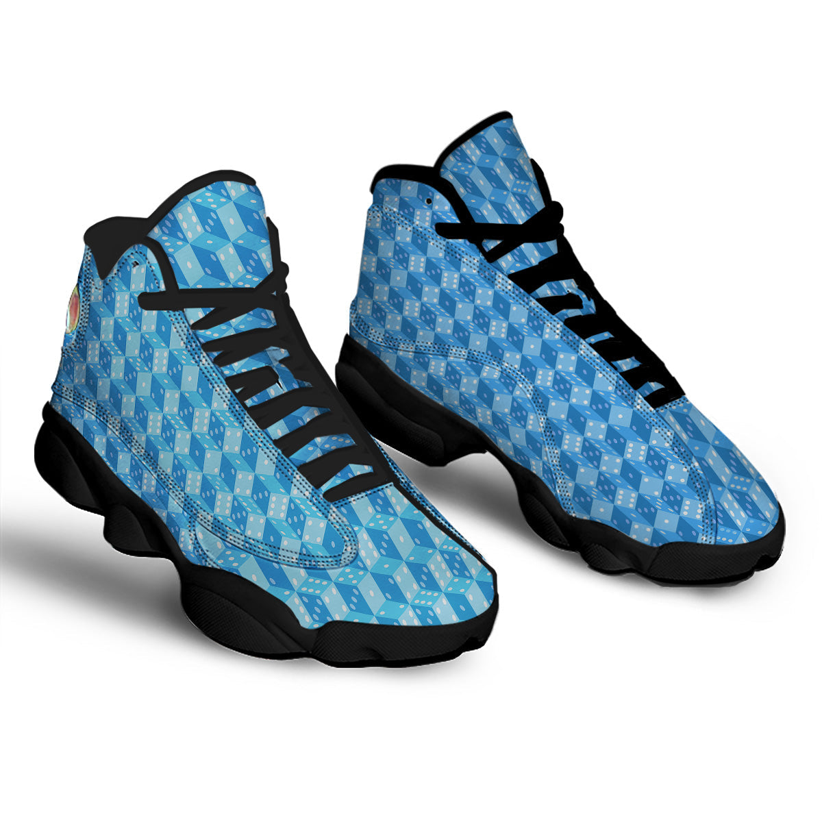 Blue Dice Casino Print Pattern Black Basketball Shoes-grizzshop