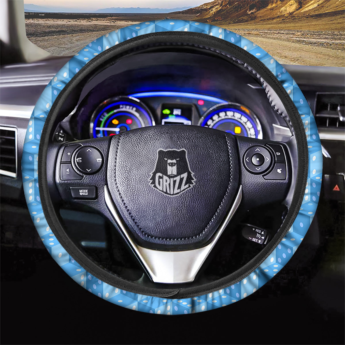 Blue Dice Casino Print Pattern Car Steering Wheel Cover-grizzshop