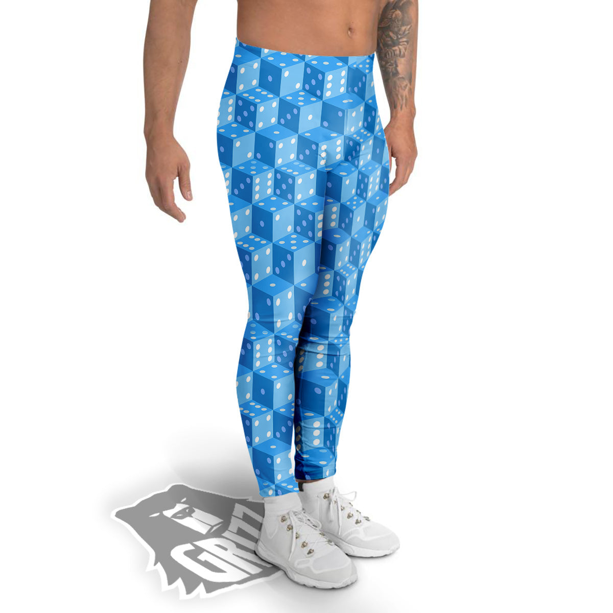 Blue Dice Casino Print Pattern Men's Leggings-grizzshop