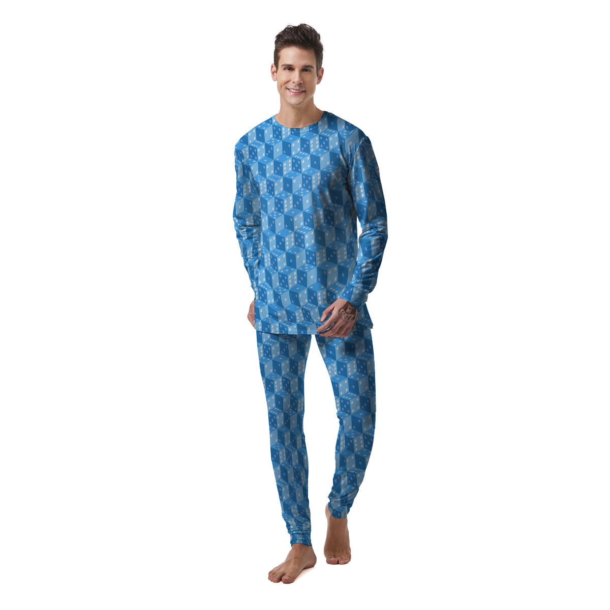 Blue Dice Casino Print Pattern Men's Pajamas-grizzshop